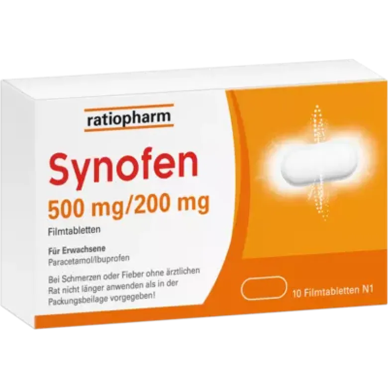 Produktabbildung: SYNOFEN 500 mg/200 mg Filmtabletten von ratiopharm GmbH