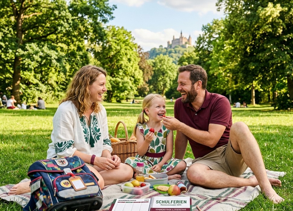 Familie macht Picknick in einem Park