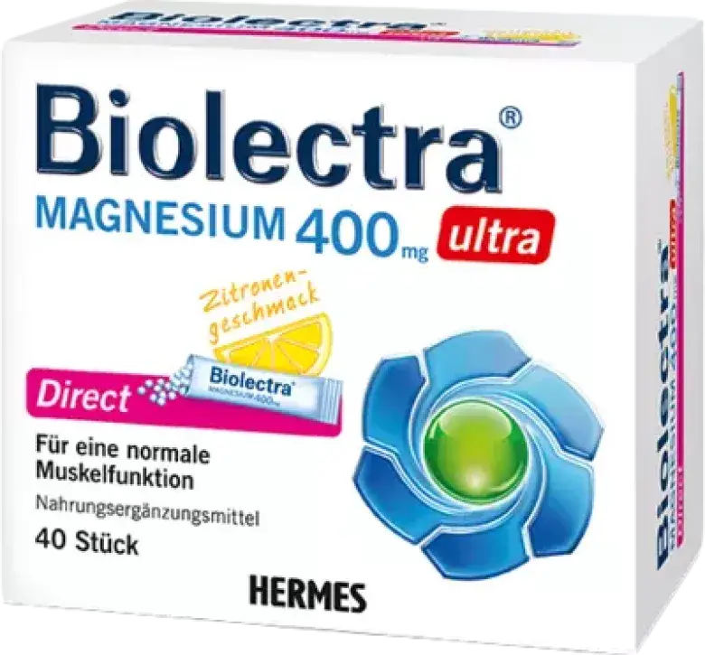 Produktabbildung: BIOLECTRA Magnesium 400 mg ultra Direct Zitrone von HERMES Arzneimittel GmbH