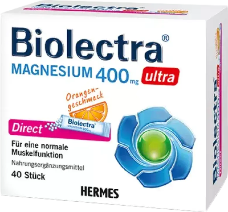 Produktabbildung: BIOLECTRA Magnesium 400 mg ultra Direct Orange von HERMES Arzneimittel GmbH