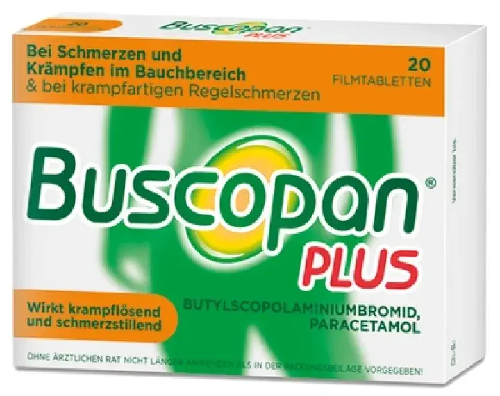 Produktabbildung: BUSCOPAN plus 10 mg/500 mg Filmtabletten von A. Nattermann & Cie GmbH