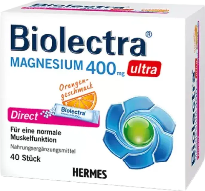 Produktabbildung: BIOLECTRA Magnesium 400 mg ultra Direct Orange von HERMES Arzneimittel GmbH