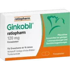 Produktabbildung: GINKOBIL-ratiopharm 120 mg Filmtabletten von ratiopharm GmbH