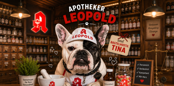Apothekenhund Leopold in der Linden-Apotheke in Öschelbronn