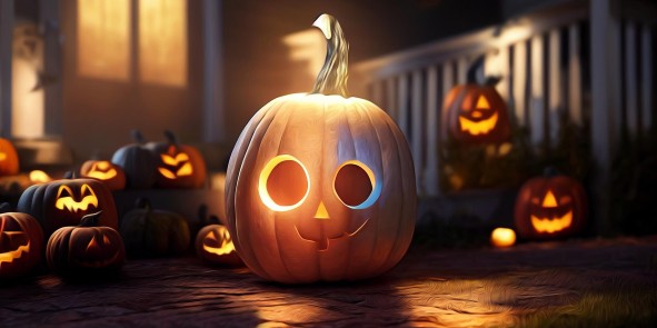 Halloween Bild mit mehreren Kürbisen