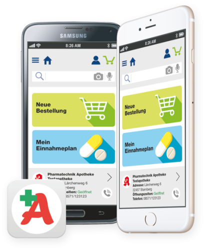 Zwei Handys mit der A-plus App auf dem Display.