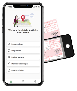 Smartphone mit darunterliegenden Arztrezepten